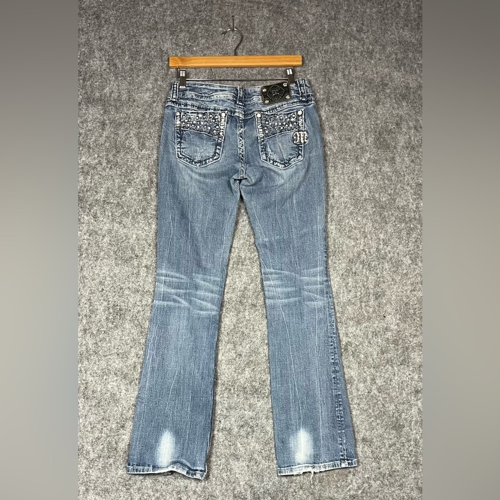 Miss Me Women's Distressed Blue Jeans with Embellishments boots Cut Size 30x32